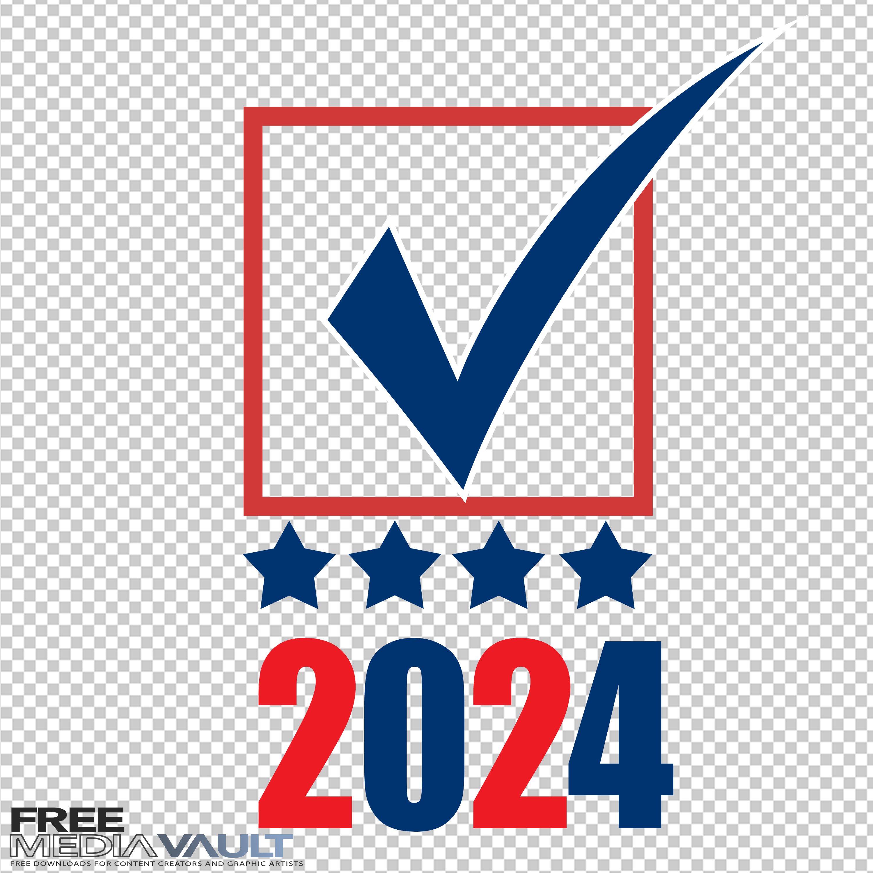 Check Box 2024, Politics, America Vote Blue, Red Graphics